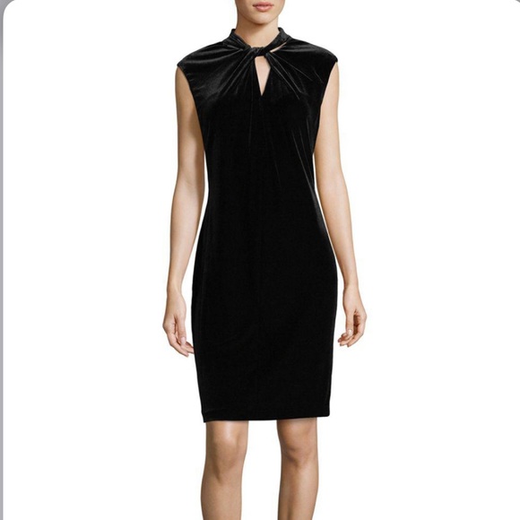 Karl Lagerfeld Dresses & Skirts - Karl Lagerfeld size 16 black velvet knot dress EUC